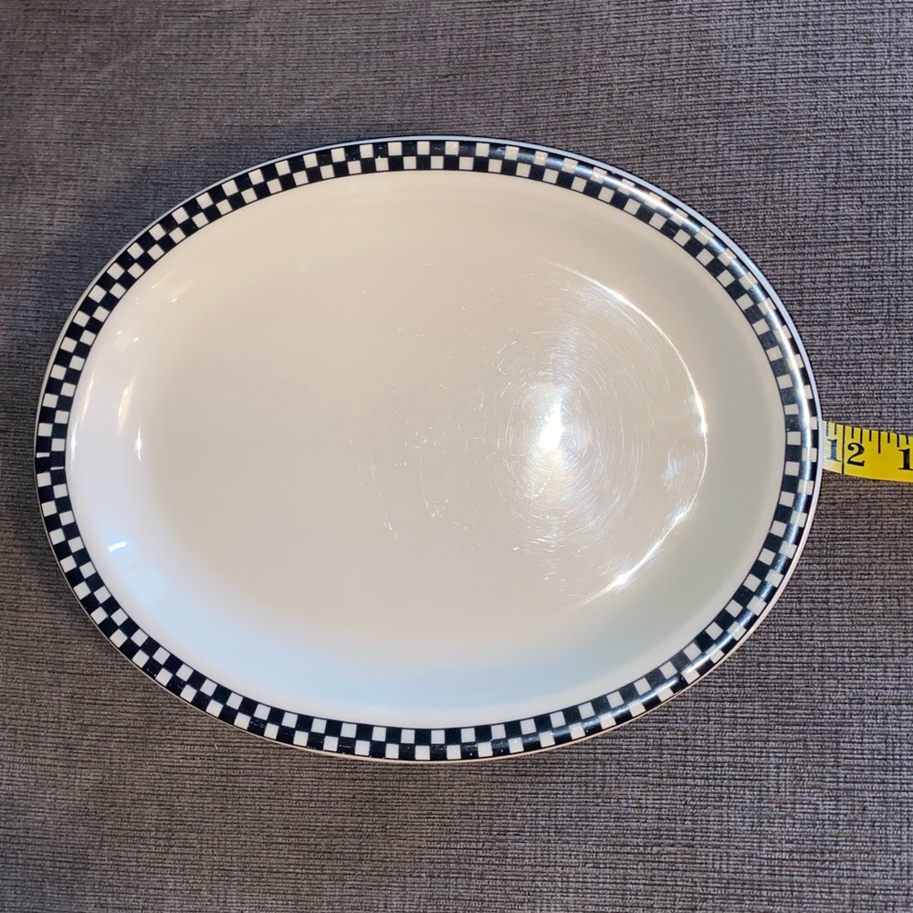 Rare Homer Laughlin Black Checkers 11.5” Oval Platter with no chips or cracks - Picture 5 of 6